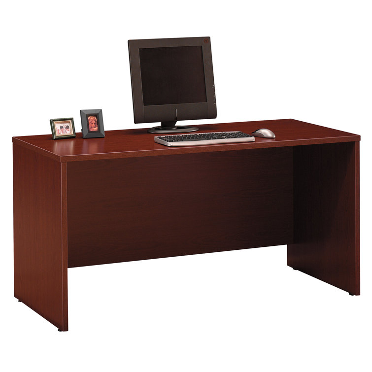Contemporary Mahogany Home Office Desk with Drawer and Filing Cabinet