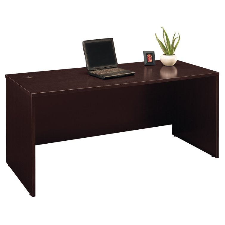 Transitional Mocha Cherry Executive Office Desk with Drawer