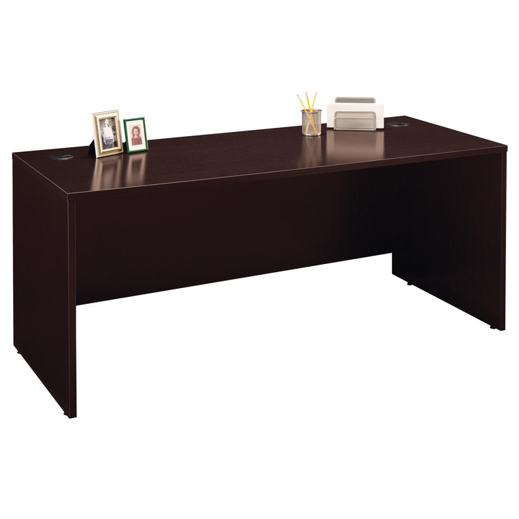 Transitional Mocha Cherry Executive Office Desk with Drawer