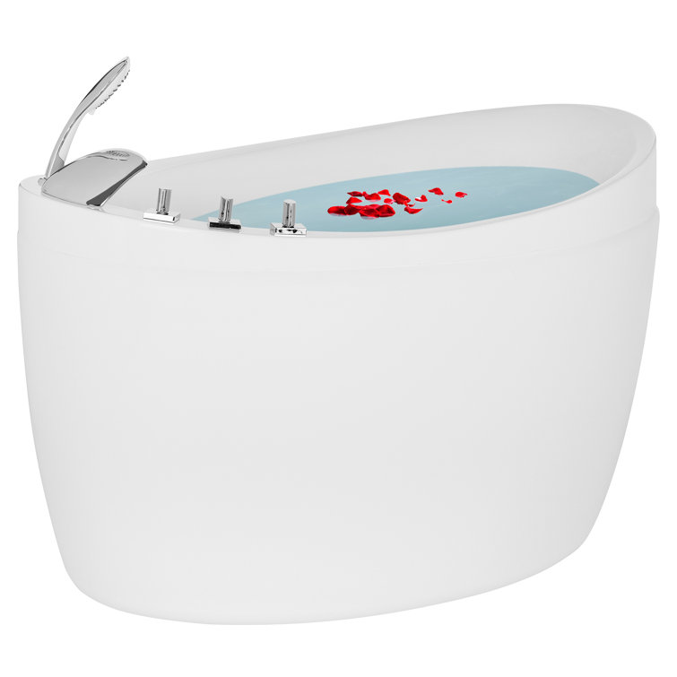 59'' White Acrylic Freestanding Soaking Bathtub with Faucet