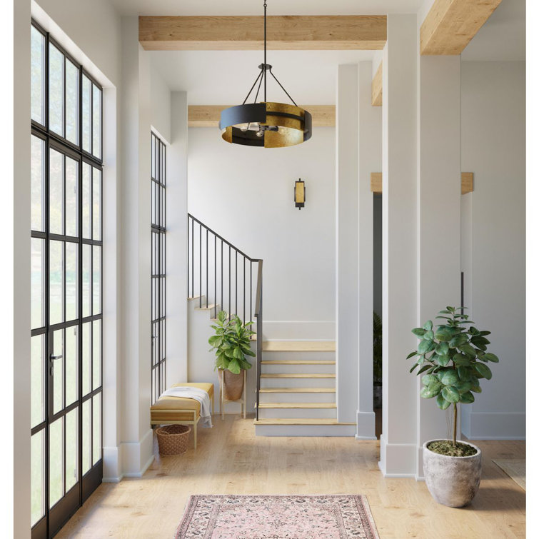 Lowery 26" Black and Gold Drum Pendant Light