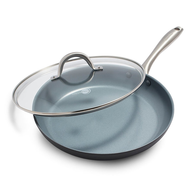 GreenPan Lima 12" Gray Aluminum Ceramic Nonstick Fry Pan with Lid