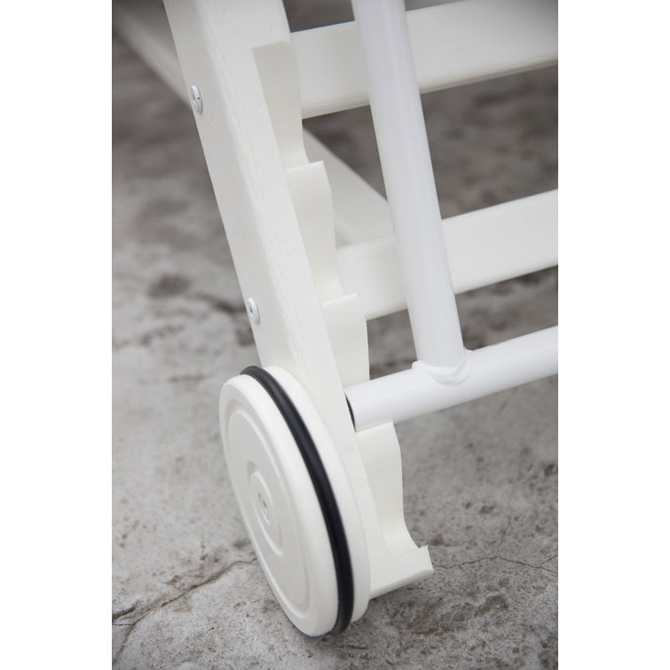 Coastal Charm White POLYWOOD Nautical Chaise Lounger with Wheels
