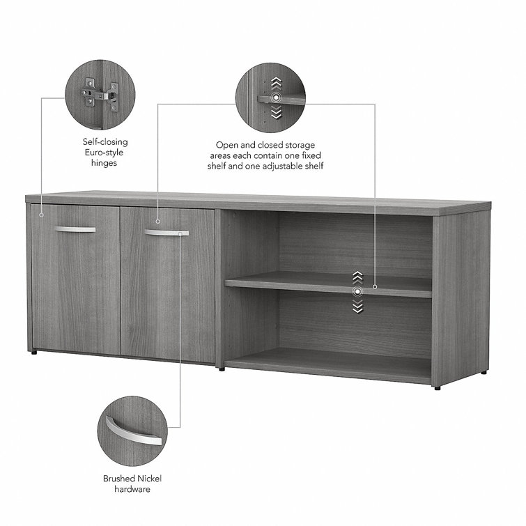 Platinum Gray Low Storage Cabinet with Adjustable Shelves