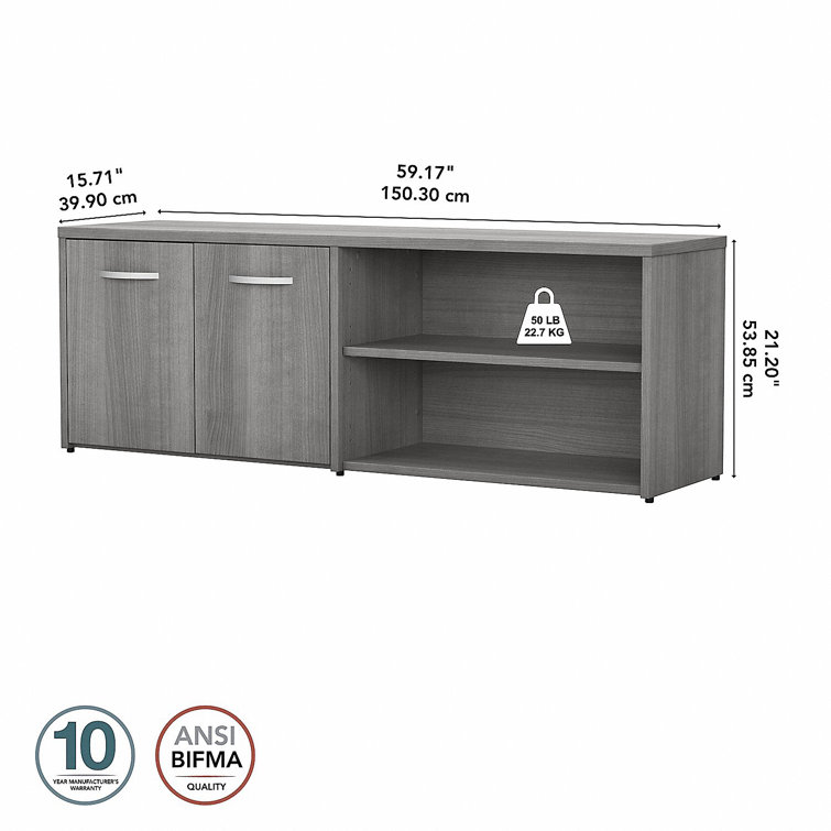 Platinum Gray Low Storage Cabinet with Adjustable Shelves