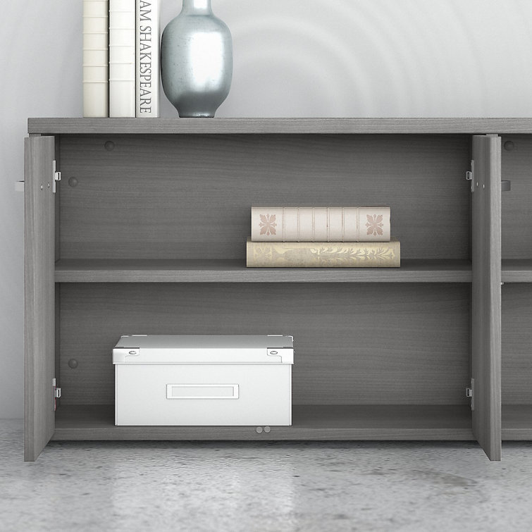 Platinum Gray Low Storage Cabinet with Adjustable Shelves