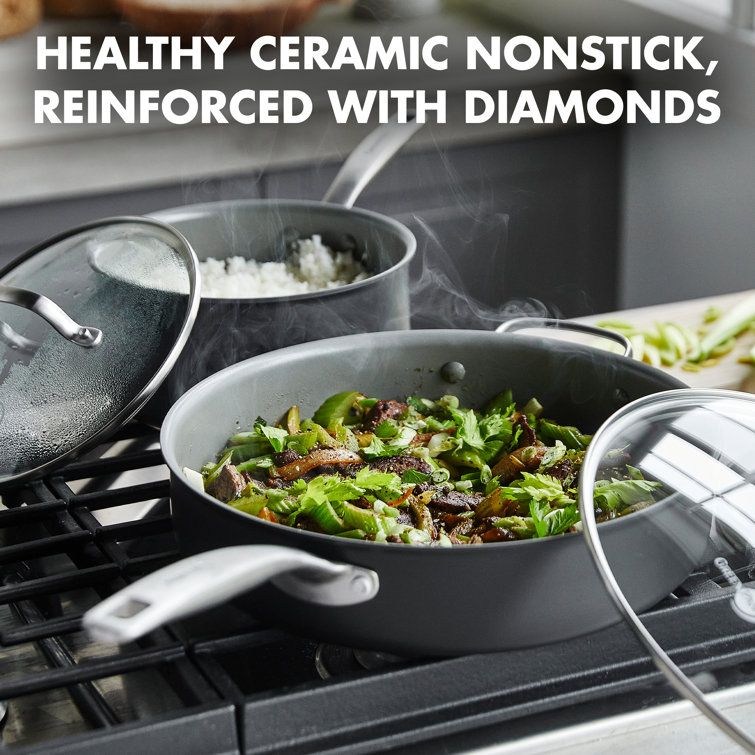 Gray 10-Piece Aluminum Ceramic Nonstick Cookware Set