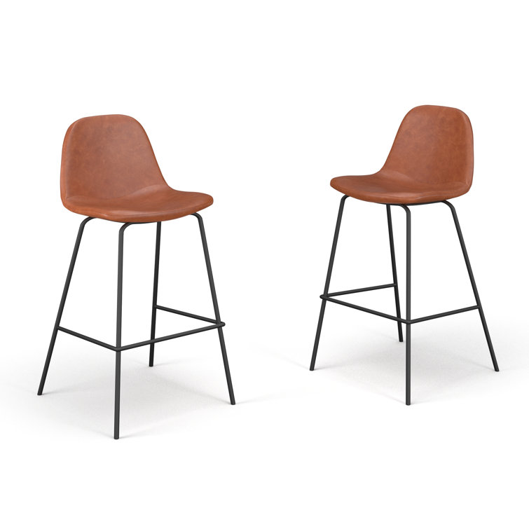 Maxine 30'' Black Matte Metal & Vegan Leather Barstool