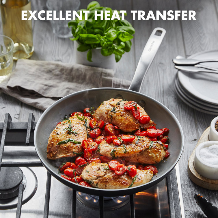 Gray Aluminum Ceramic Nonstick 2-Piece Frying Pan Set