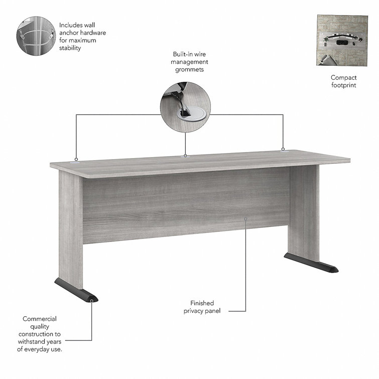 Platinum Gray 72" Wide Office Computer Desk with Cable Management