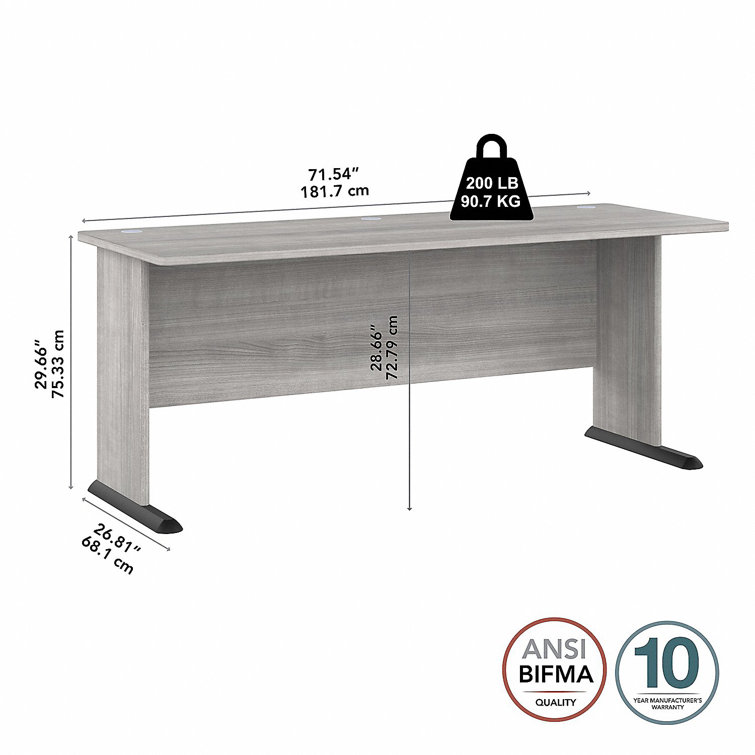 Platinum Gray 72" Wide Office Computer Desk with Cable Management