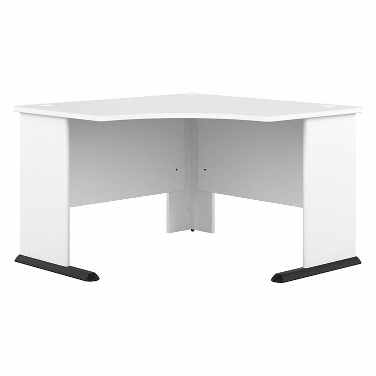 White Wood Corner Computer Desk with Drawer and Cable Management