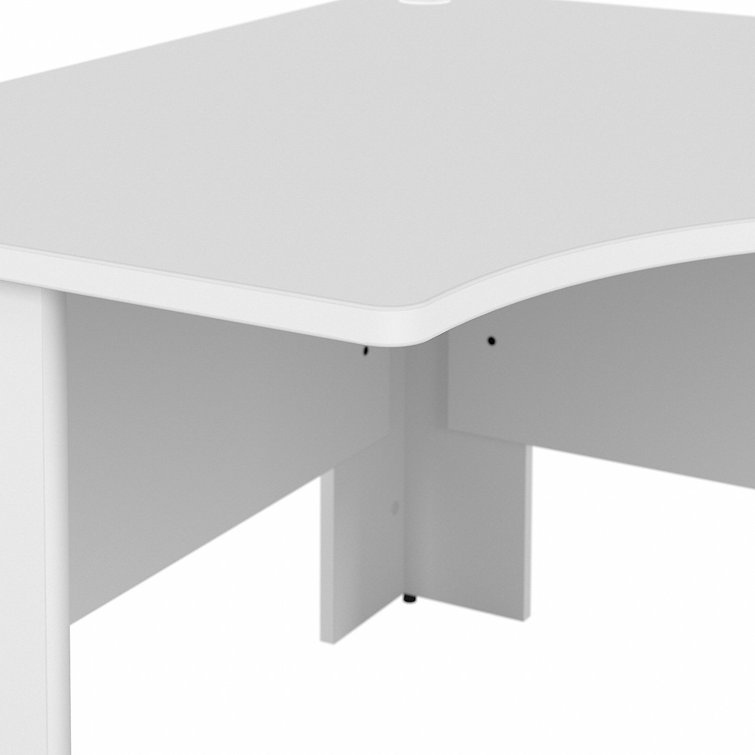 White Wood Corner Computer Desk with Drawer and Cable Management