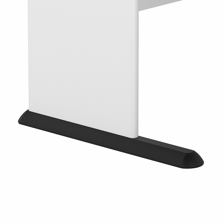 White Wood Corner Computer Desk with Drawer and Cable Management