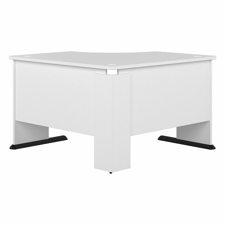 White Wood Corner Computer Desk with Drawer and Cable Management