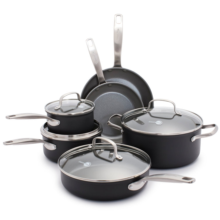 Gray 10-Piece Aluminum Ceramic Nonstick Cookware Set