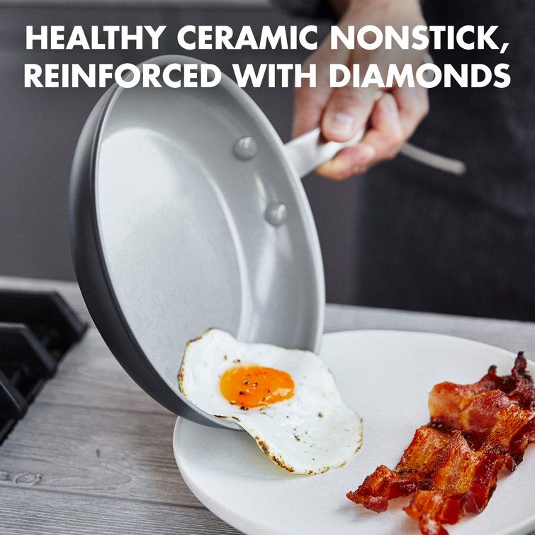 Gray Aluminum Ceramic Nonstick 2-Piece Frying Pan Set