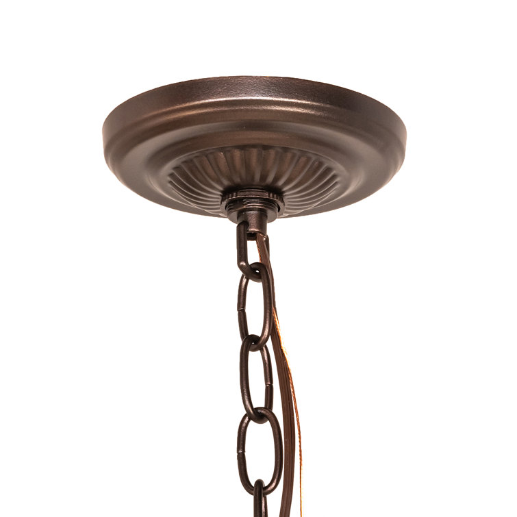 26" Multicolor Glass and Bronze 3-Light Globe Pendant