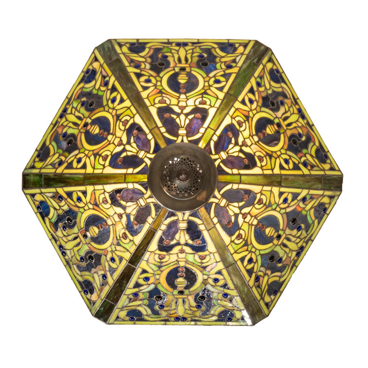 26" Multicolor Glass and Bronze 3-Light Globe Pendant