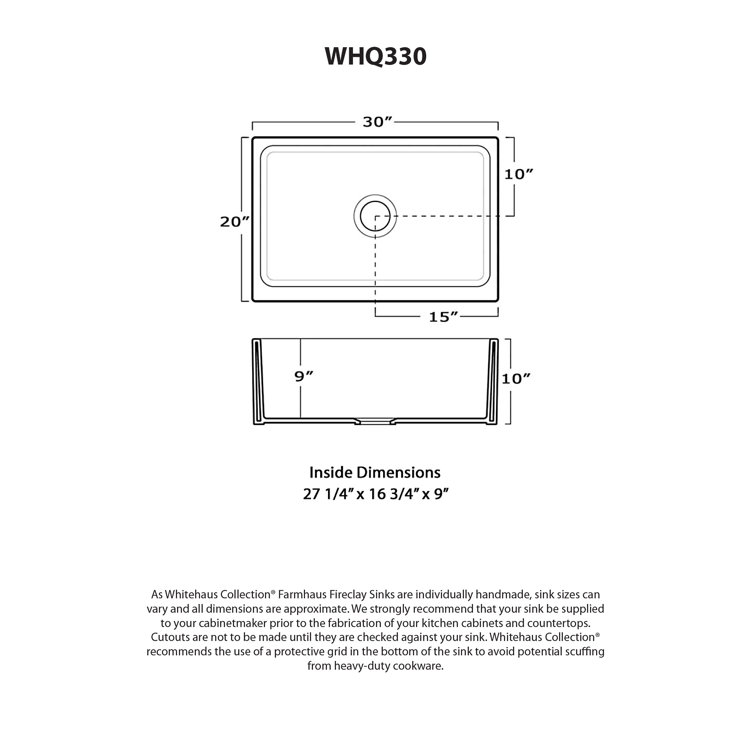 White 31" Fireclay Farmhouse Drop-In Kitchen Sink