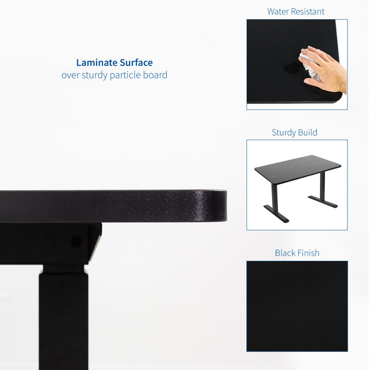59-Inch Black Particle Board Sit-Stand Desk Top