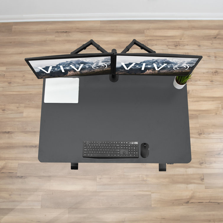 59-Inch Black Particle Board Sit-Stand Desk Top