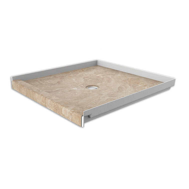 Alaskan Ivory Composite Square Alcove Shower Base with Center Drain