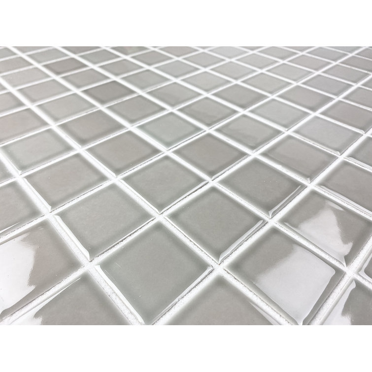 Monet 12" x 12" Glossy Gray Porcelain Mosaic Tile