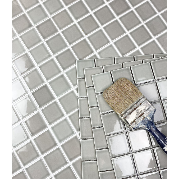Monet 12" x 12" Glossy Gray Porcelain Mosaic Tile