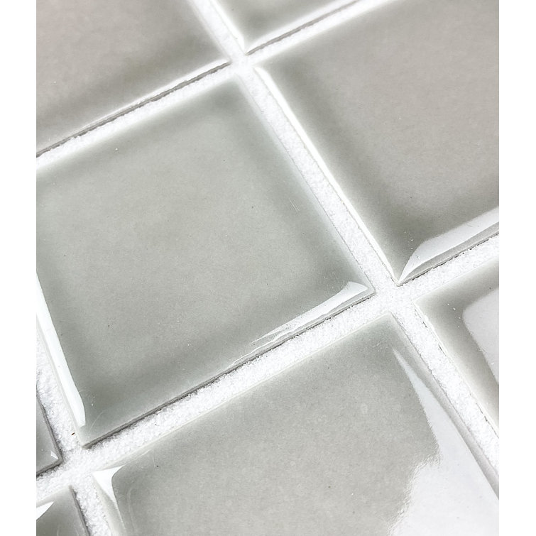 Monet 12" x 12" Glossy Gray Porcelain Mosaic Tile