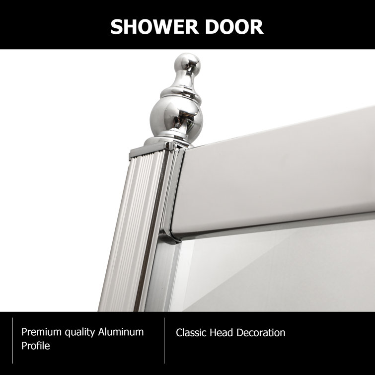 Chrome Frameless Neo-Round Corner Shower Enclosure, 36" x 72"