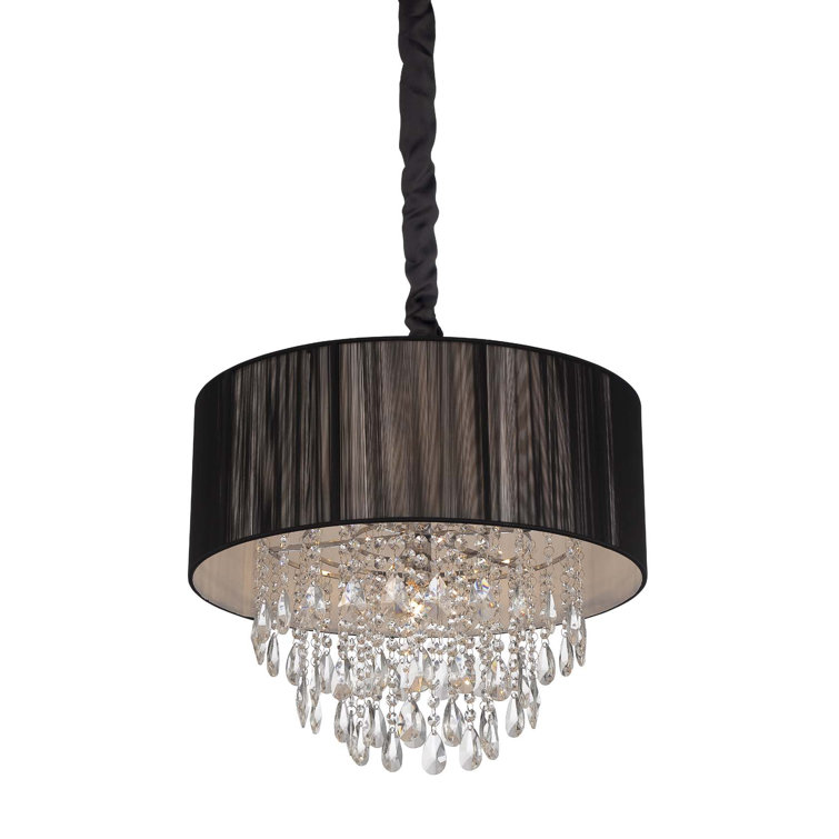 Black Silk String Drum Shade Semi Flush Mount Light