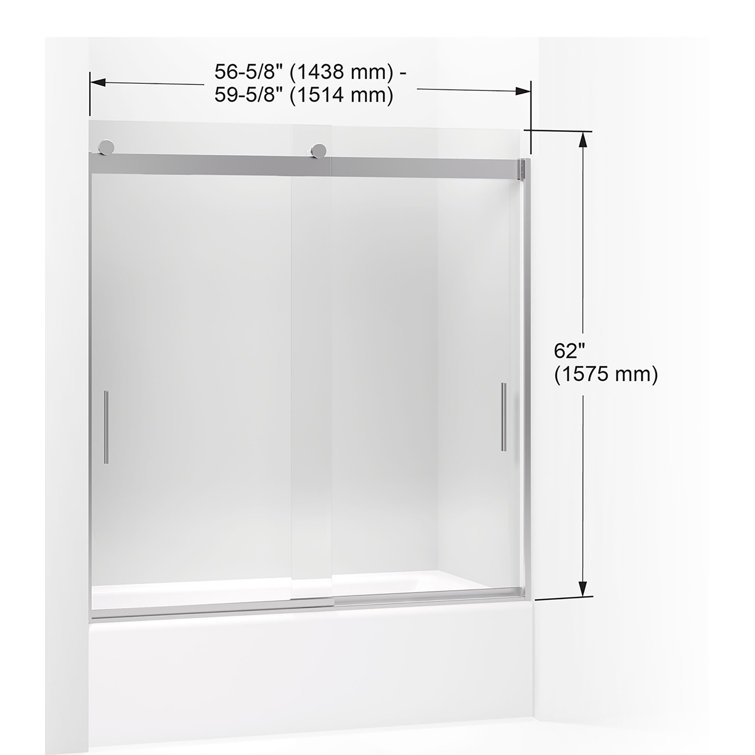 Levity 62" Frameless Sliding Tub Door in Anodized Dark Bronze