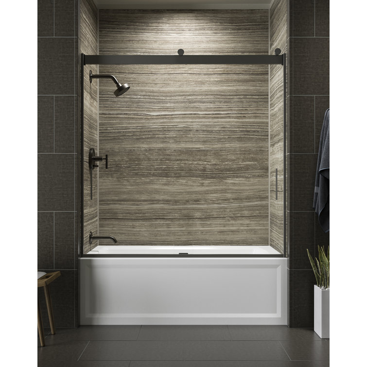 Levity 62" Frameless Sliding Tub Door in Anodized Dark Bronze