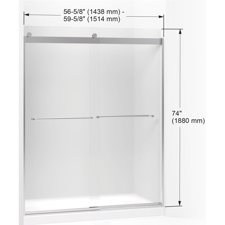 Levity 56-60" Matte Nickel Frameless Sliding Shower Door with Frosted Glass