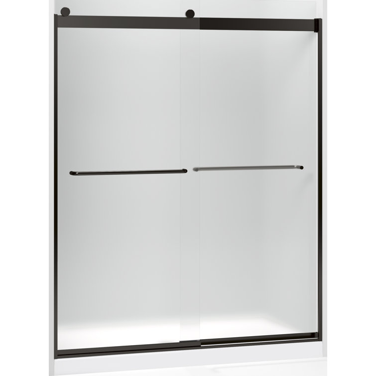 Levity Anodized Dark Bronze Frameless Sliding Shower Door with Clear Glass