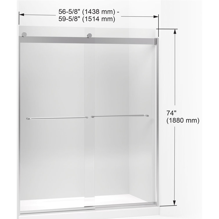 Levity Anodized Dark Bronze Frameless Sliding Shower Door with Clear Glass