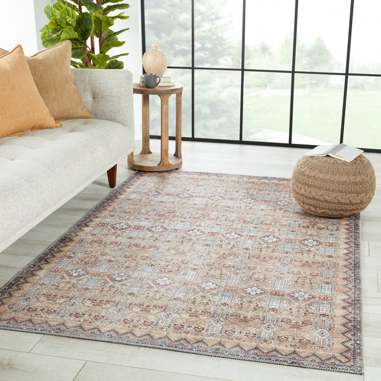Gray and Tan Reversible Wool Trellis 9' x 12' Area Rug