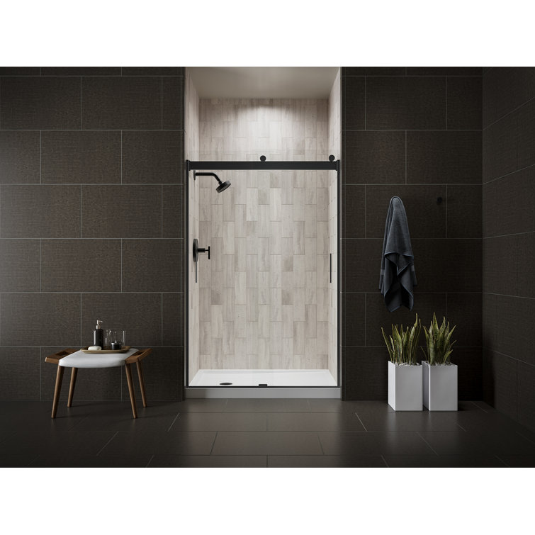 Matte Black Frosted Glass Sliding Shower Door with CleanCoat Technology