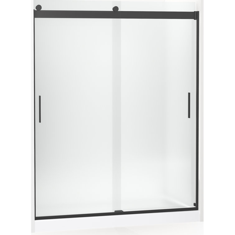 Levity Moderne Brass Sliding Shower Door with Crystal Clear Glass