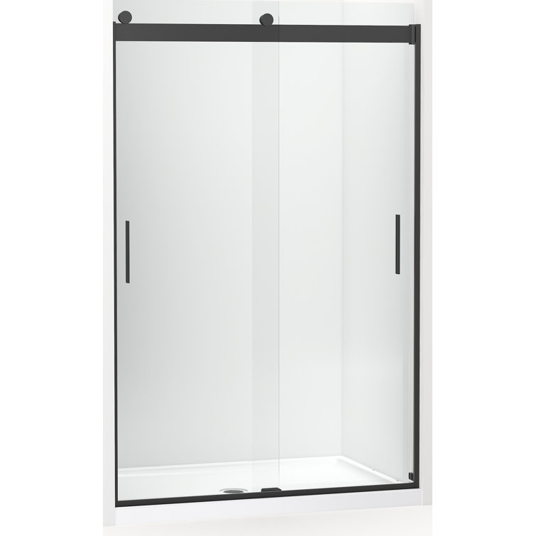 Matte Black Frosted Glass Sliding Shower Door with CleanCoat Technology