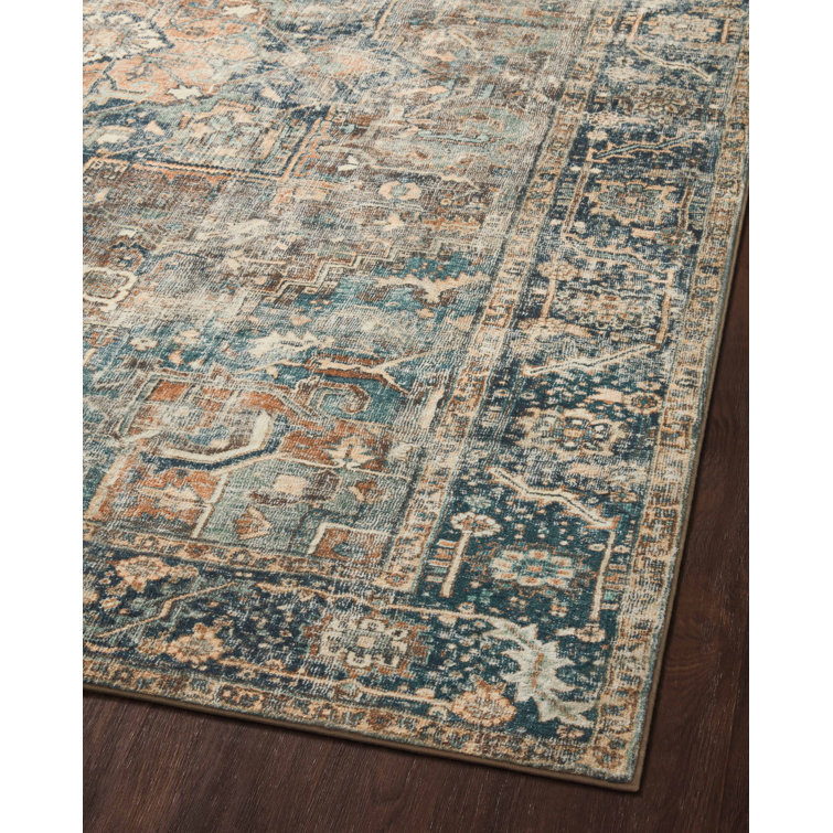 Elysian Blue Oriental 5' x 7'6" Synthetic Area Rug