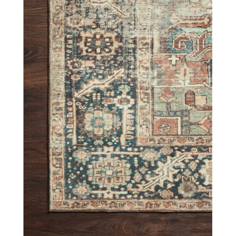 Elysian Blue Oriental 5' x 7'6" Synthetic Area Rug