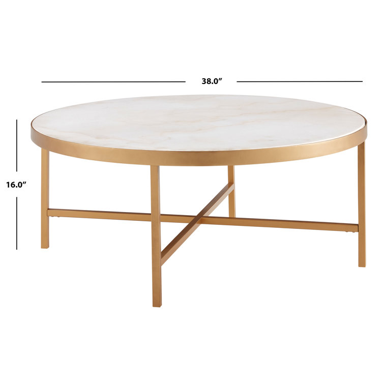 Round White Marble and Brass Coffee Table