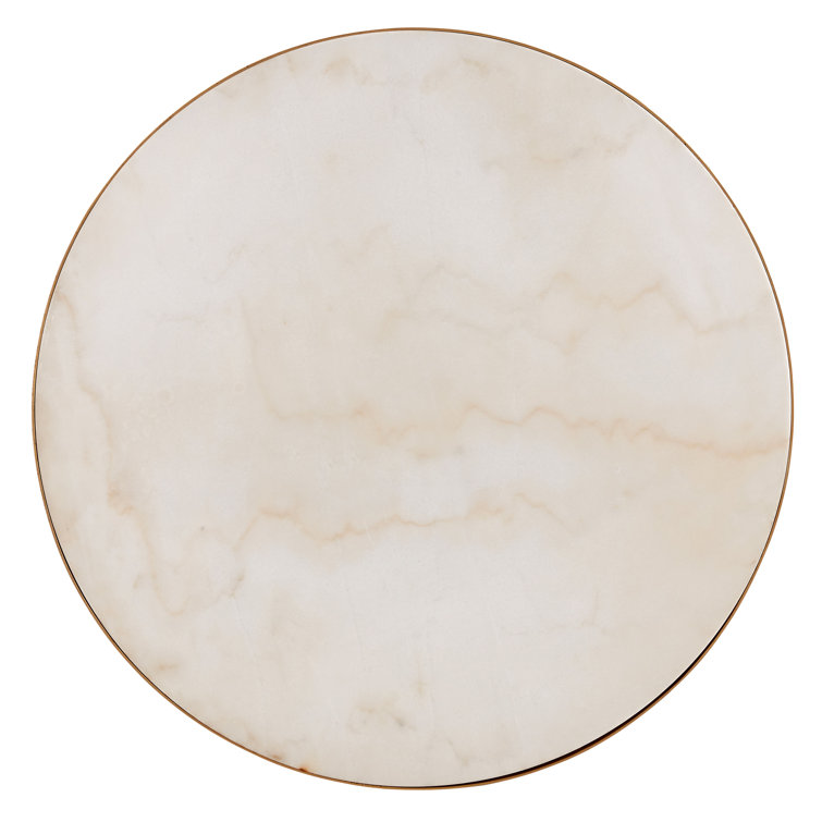 Round White Marble and Brass Coffee Table