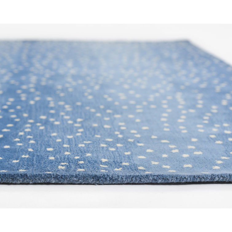 Denim Blue Hand-Tufted Wool Runner Rug