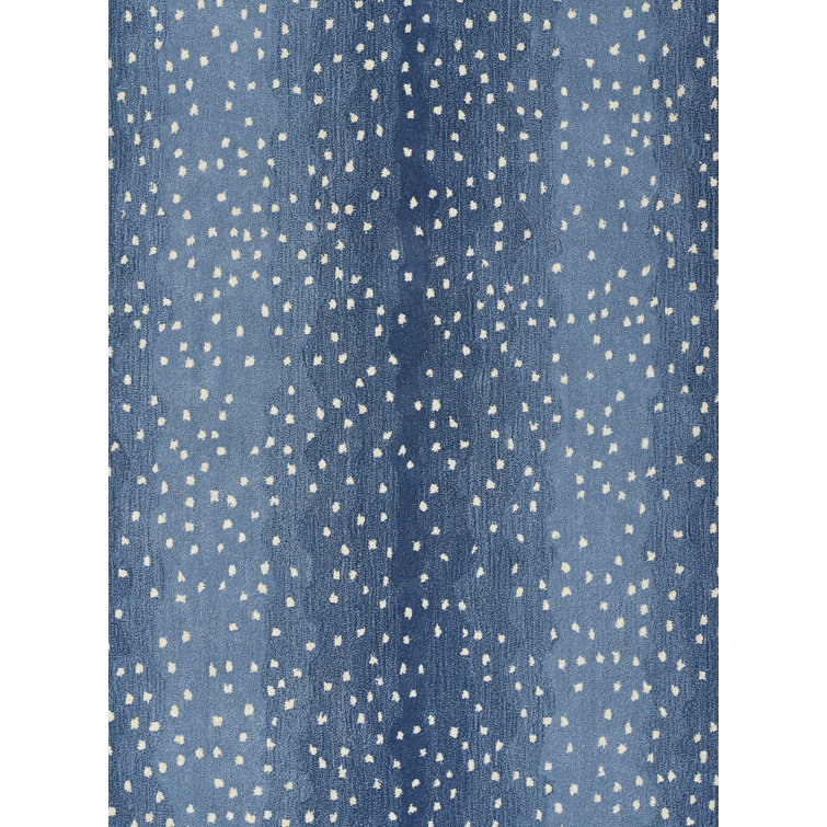Denim Blue Hand-Tufted Wool Runner Rug