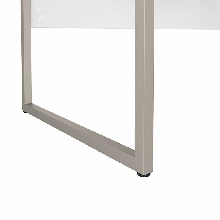 Contemporary White Corner Home Office Desk with Drawer and Filing Cabinet