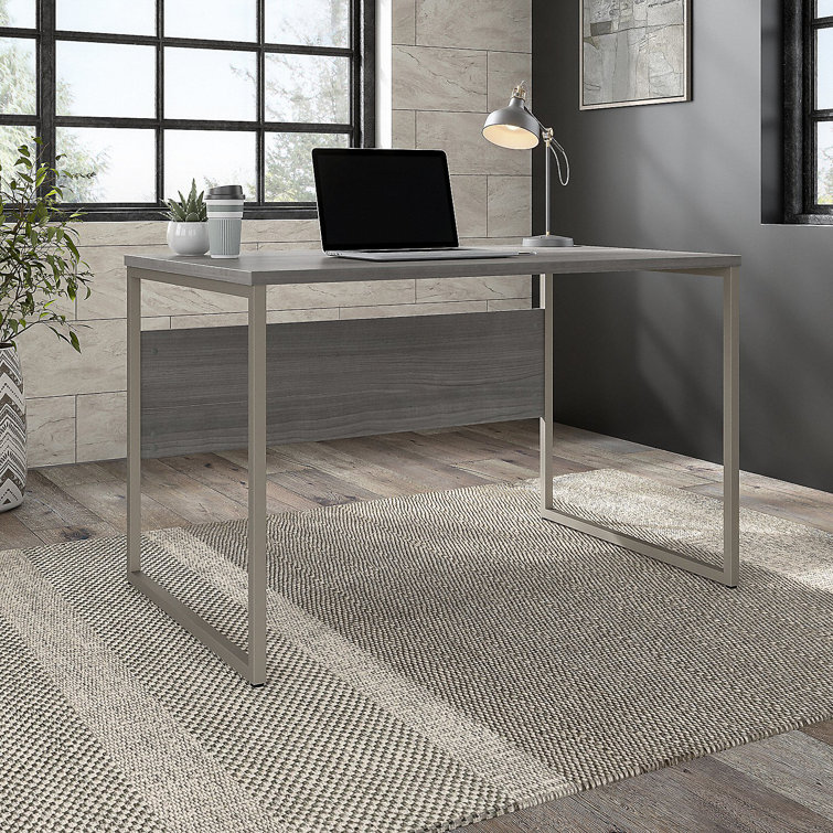 Modern Black Walnut 72" Computer Desk with Metal Legs