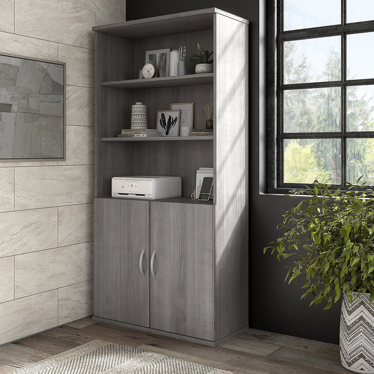 Platinum Gray Contemporary 5-Shelf Adjustable Bookcase
